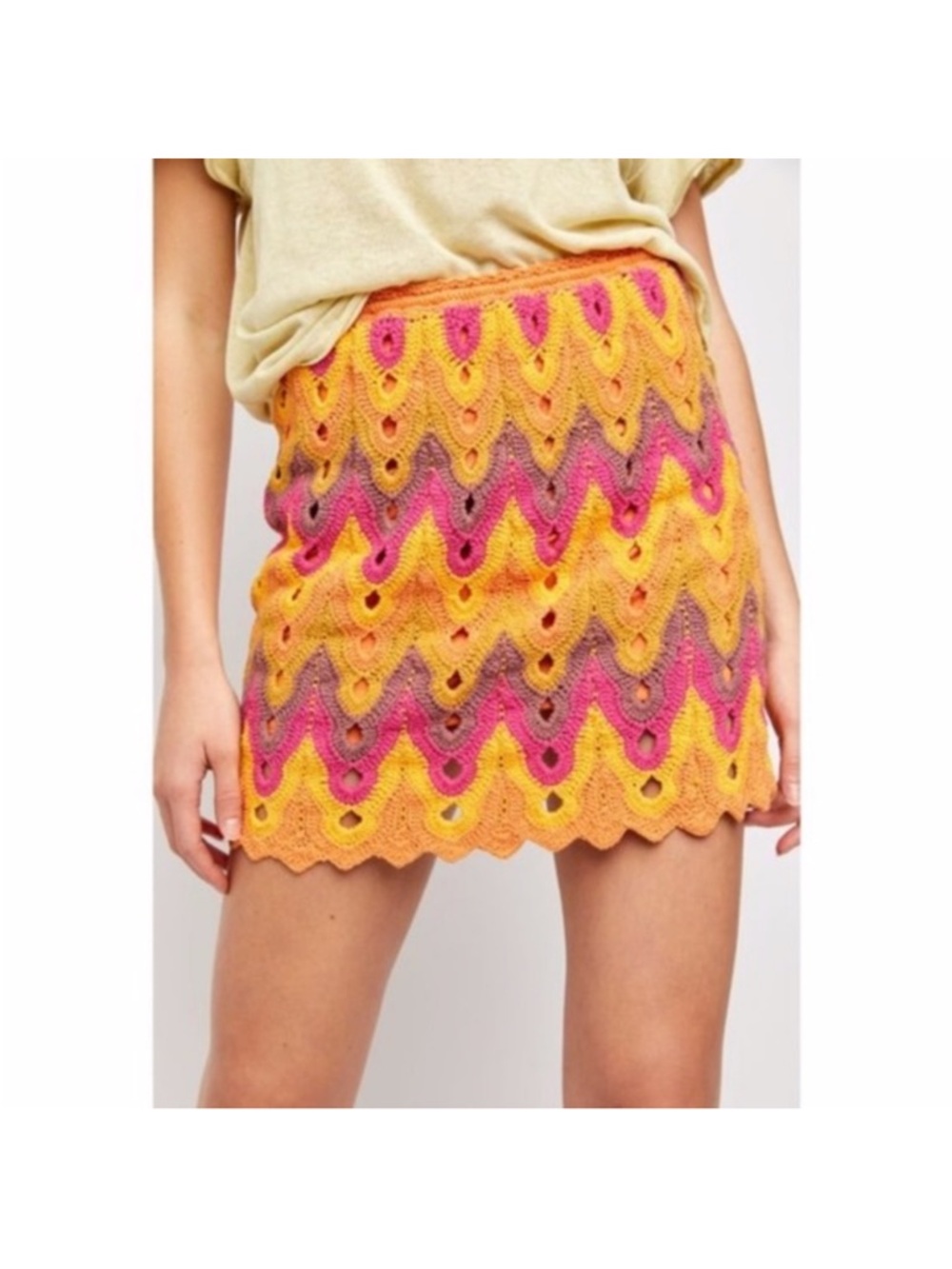 Free People Colorful Crochet Mini Skirt - Picture 2 of 12